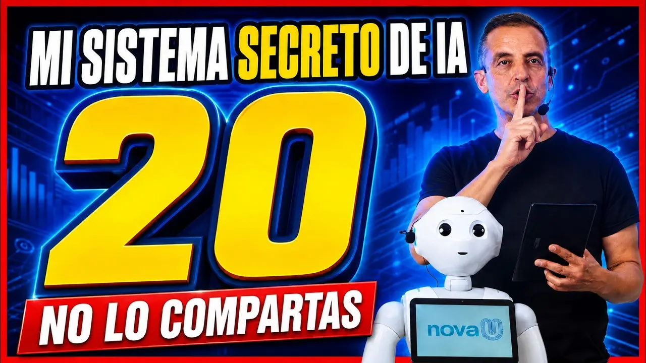 Roberto Menéndez, con auricular, junto a un robot blanco: miniatura del vídeo de herramientas de IA.